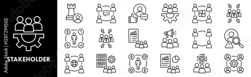 Stakeholder icon collection set. Containing design business, collaboration, teamwork, communication