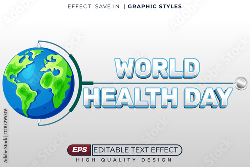 Editable 3d text effect world health day