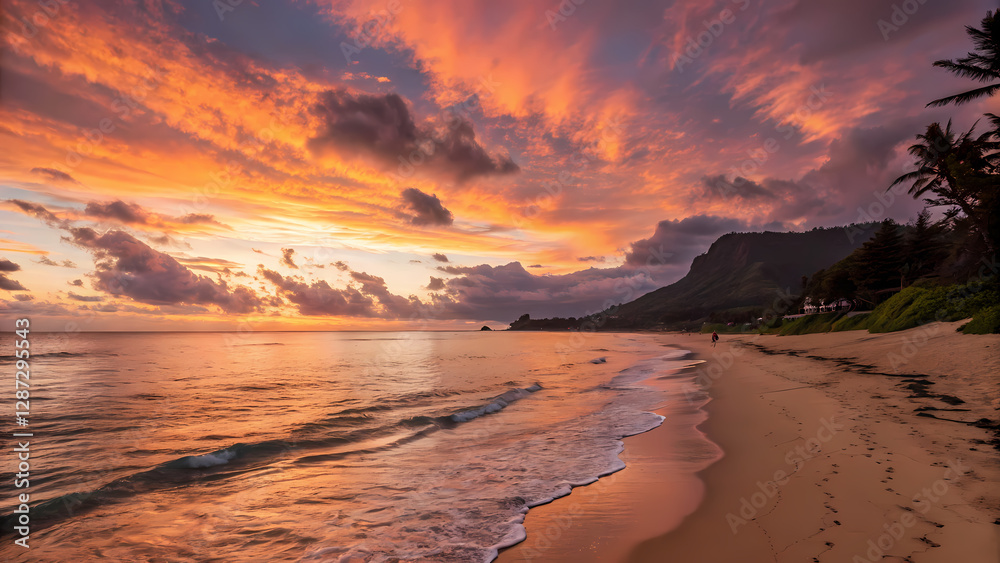 custom made wallpaper toronto digitalBeach at sunset presents an enchanting scene, with vibrant colors illuminating sky, water, and sand evokes serene emotions