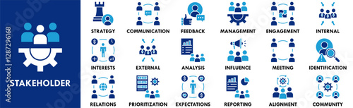 Stakeholder icon collection set. Containing design business, collaboration, teamwork, communication