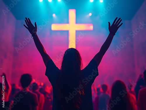 Worshiping, Church, Raised Hands