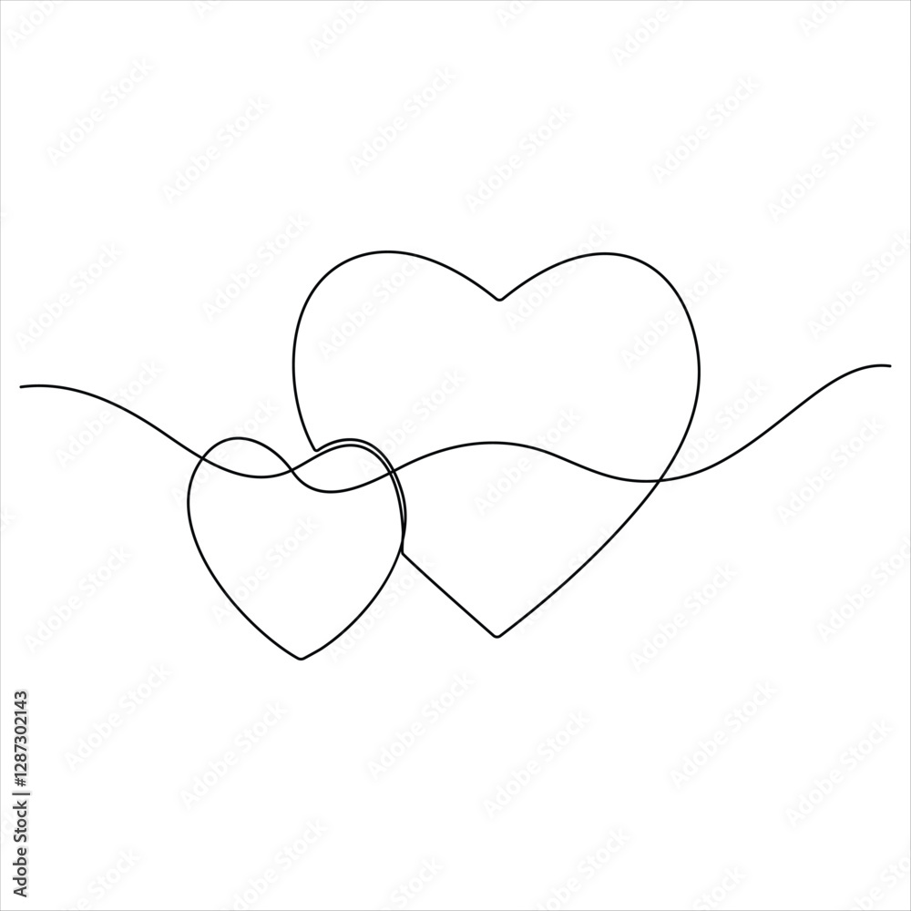 Single line continuous drawing of love sign with heart vector minimalist of love concept Single line continuous drawing of love sign with heart vector minimalist of love concept