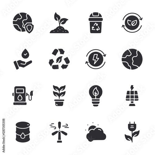 A set of icons for environmental issues