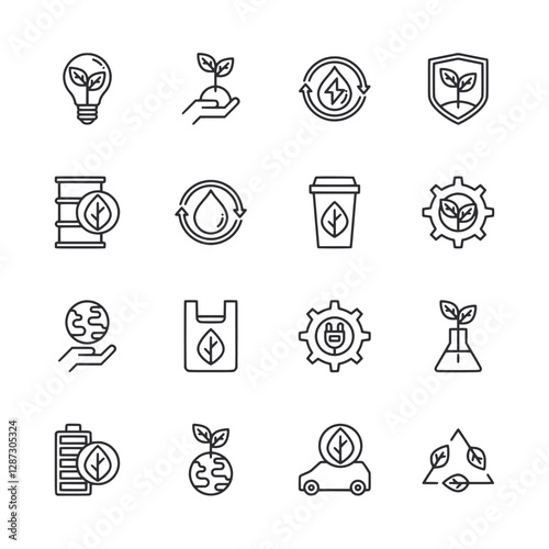 A set of icons for environmental issues