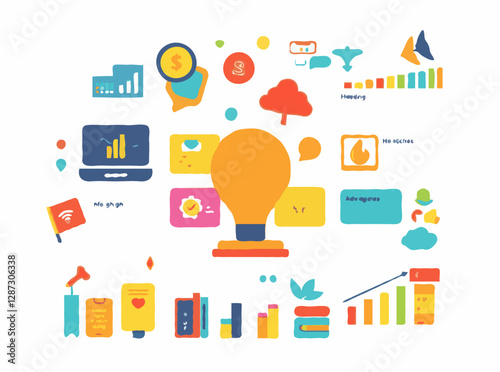 Wallpaper Mural Colorful Educational Infographic Elements for E-Learning Torontodigital.ca