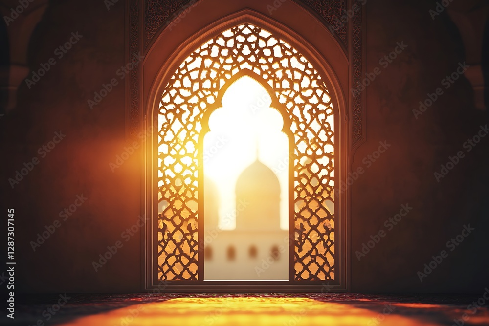 A Peaceful Ramadan Kareem Background with a Mosque A Peaceful Ramadan Kareem Background with a Mosque