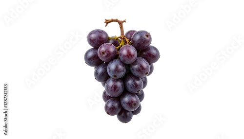 Fresh ripe purple grape bunch on white background