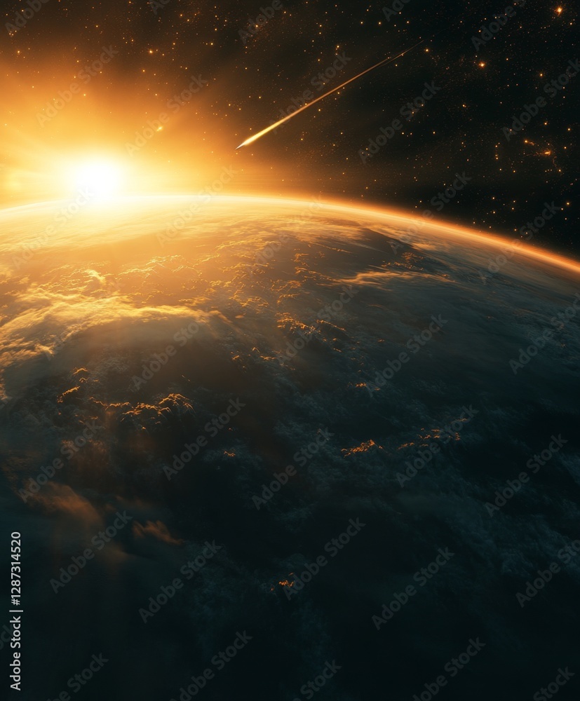 Sunrise, Earth, Space, Meteor, Clouds, Starry, Background, Planet, Cosmic, Wallpaper Sunrise, Earth, Space, Meteor, Clouds, Starry, Background, Planet, Cosmic, Wallpaper