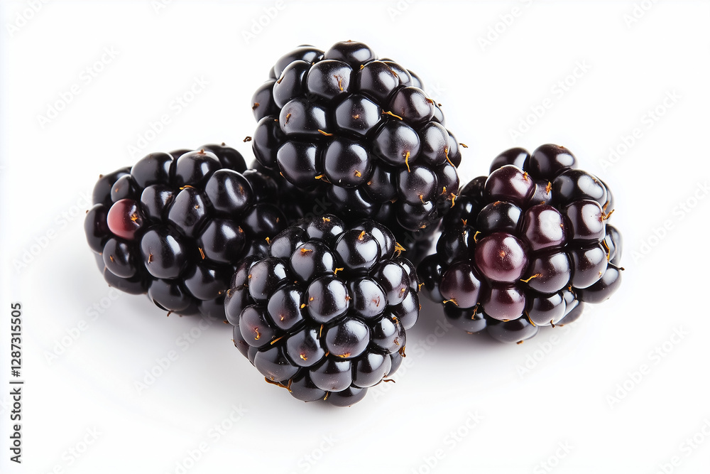 A small cluster of fresh blueberries, isolated on a white background A small cluster of fresh blueberries, isolated on a white background