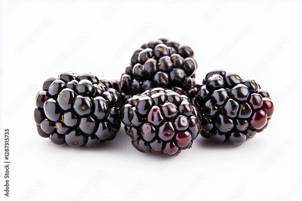 A small cluster of fresh blueberries, isolated on a white background A small cluster of fresh blueberries, isolated on a white background
