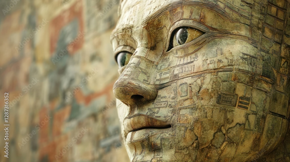Digital Colossus: A Futuristic Stone Face Digital Colossus: A Futuristic Stone Face