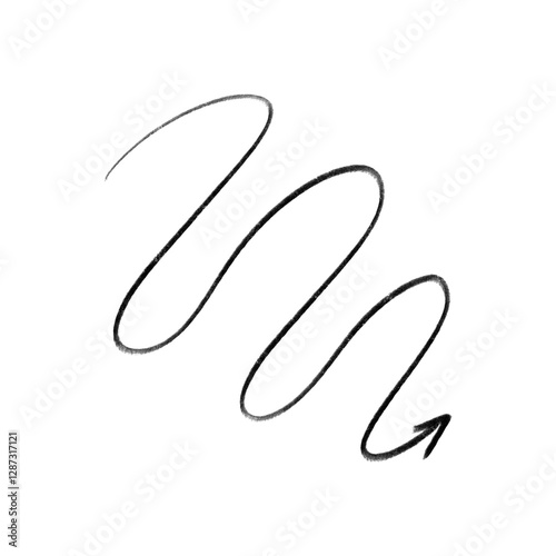 Handdrawn black arrow on transparent background