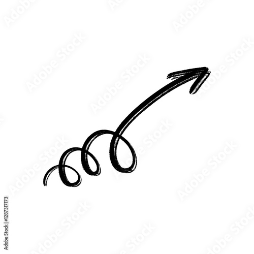 Handdrawn black arrow on transparent background
