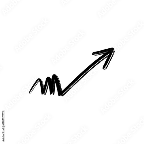 Handdrawn black arrow on transparent background