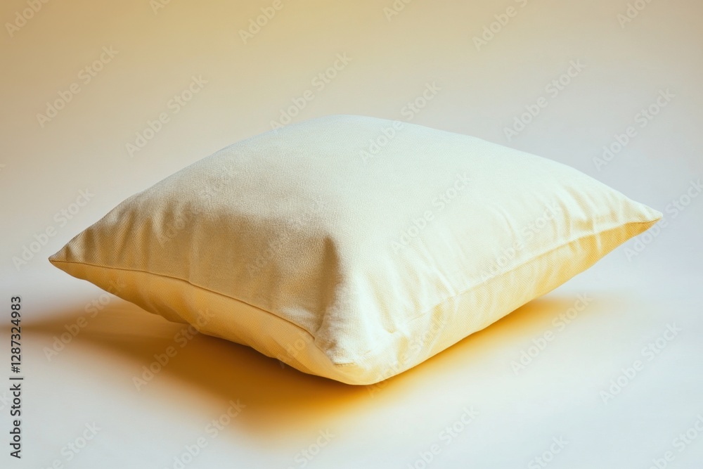 A Cream Colored Square Pillow Resting on a Surface A Cream Colored Square Pillow Resting on a Surface