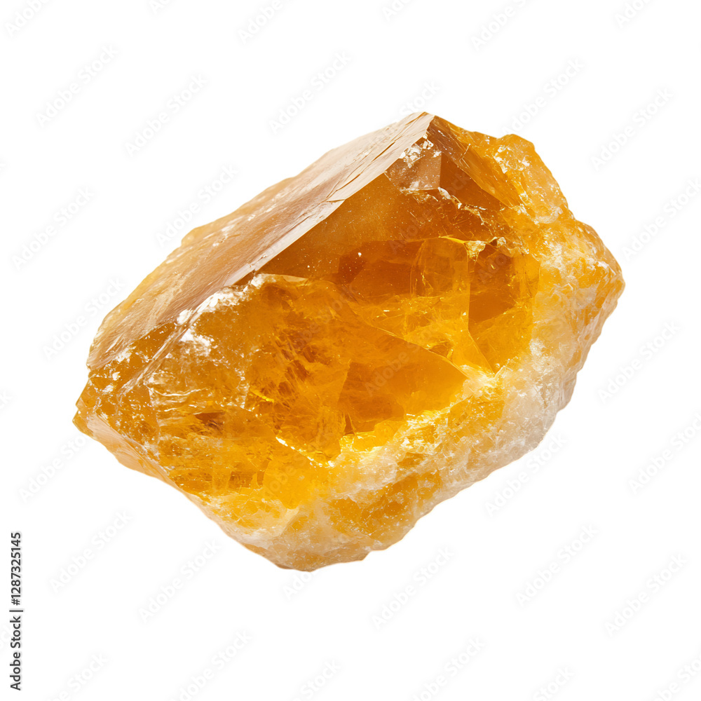 A Sunny Yellow Citrine Stone Isolated on Transparent Background A Sunny Yellow Citrine Stone Isolated on Transparent Background