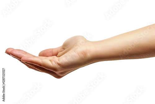 Dynamic portrayal of an open hand gesture, radiating warmth and friendliness isolated on transparent background