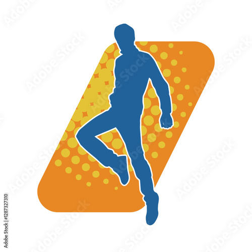 Silhouette of a male dancer in performing pose. Silhouette of a dancing man.