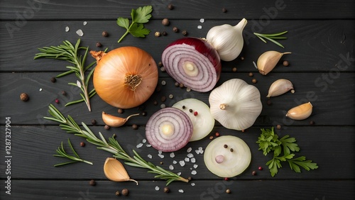 vegetables on a wooden board