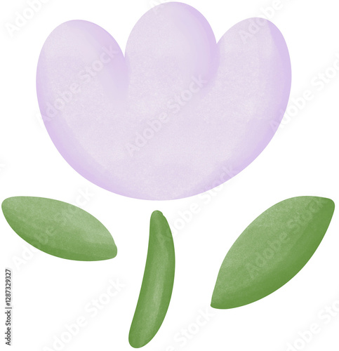 Illustration of a small white rose blooming.