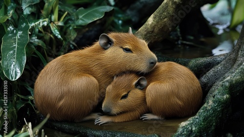 Capybara cuddles zoo animal photography nature close-up photo