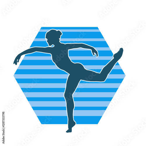 Silhouette of a female ballet dancer in action pose. Silhouette of a ballerina girl dancing pose.