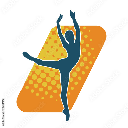 Silhouette of a female ballet dancer in action pose. Silhouette of a ballerina girl dancing pose.