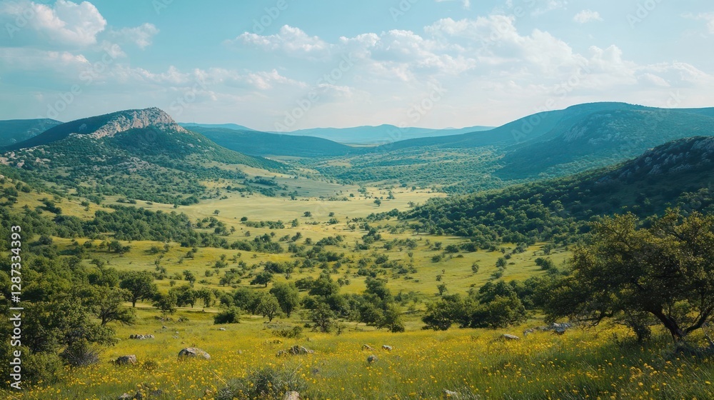 Fototapeta premium A serene and picturesque landscape with rolling hills