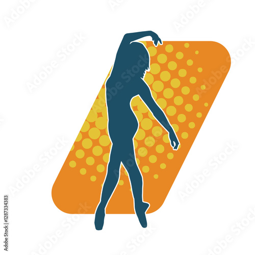 Silhouette of a female ballet dancer in action pose. Silhouette of a ballerina girl dancing pose.
