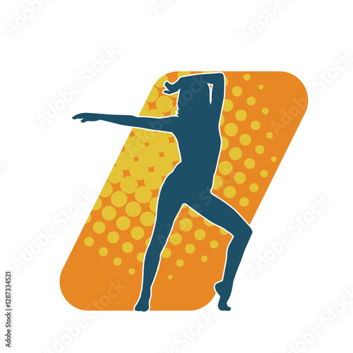 Silhouette of a female ballet dancer in action pose. Silhouette of a ballerina girl dancing pose.