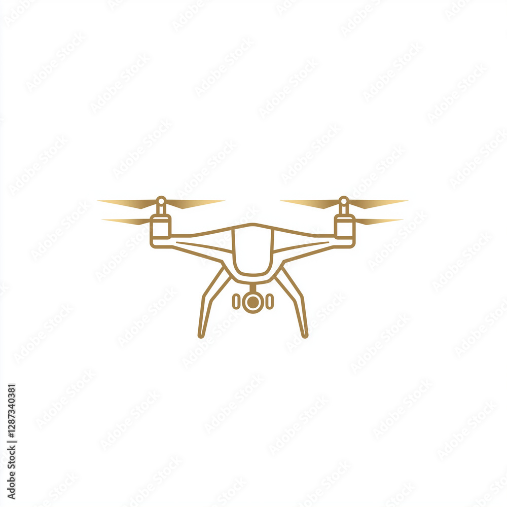 Gold Drone Icon Aerial Photography Quadcopter UAV Technology Gold Drone Icon Aerial Photography Quadcopter UAV Technology