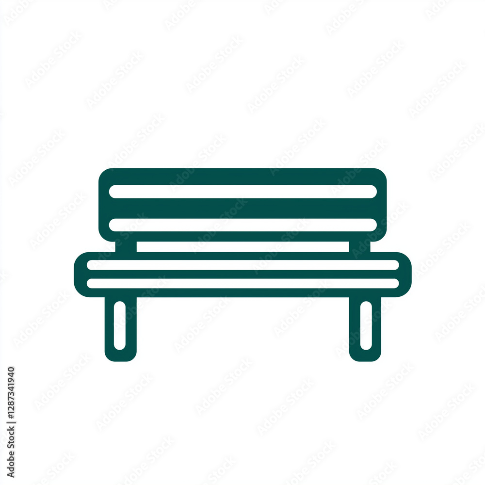 Dark Green Park Bench Icon Simple Outdoor Furniture Illustration Dark Green Park Bench Icon Simple Outdoor Furniture Illustration