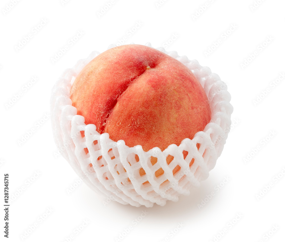 Peaches placed on a white background.