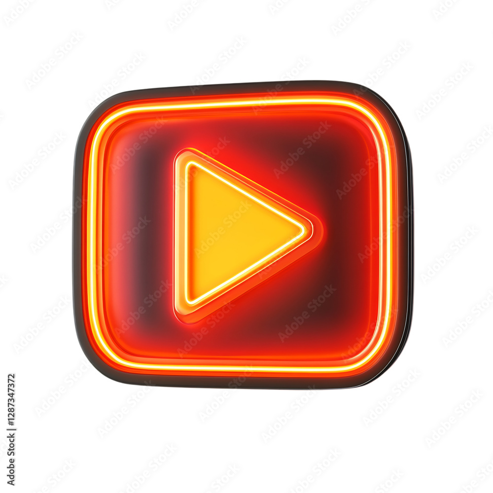 Glowing YouTube Play Button Icon with Red and Yellow Isolated on Transparent Background Glowing YouTube Play Button Icon with Red and Yellow Isolated on Transparent Background