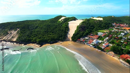 Aerial view of Ponta Negra beach, Morro do Careca, in Natal, Rio Grande do Norte, Brazil.
