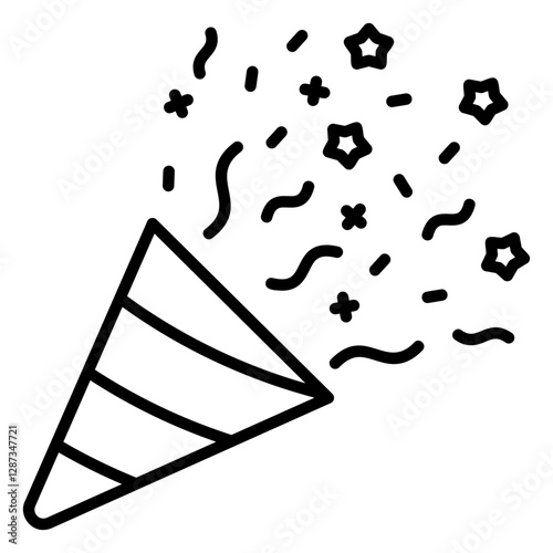 Confetti or fireworks explosion icon for birthday and new year party celebrations