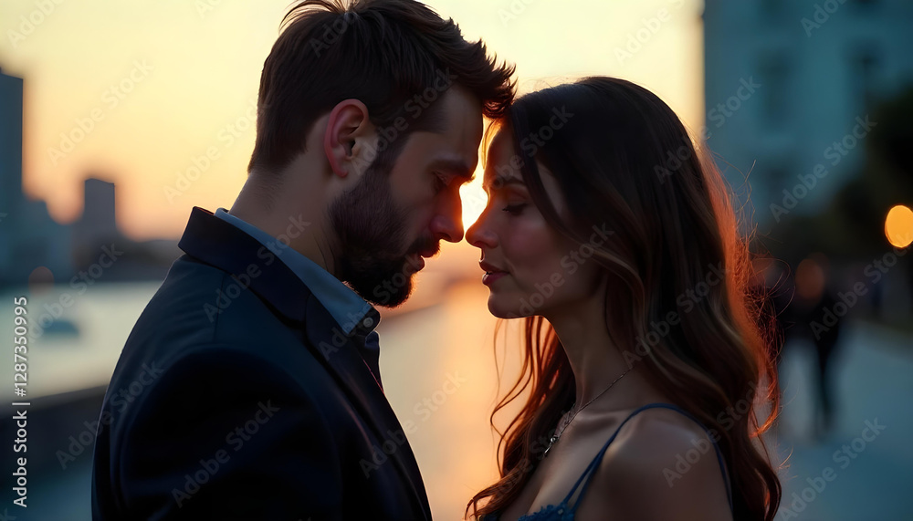 Naklejka premium young couple kissing