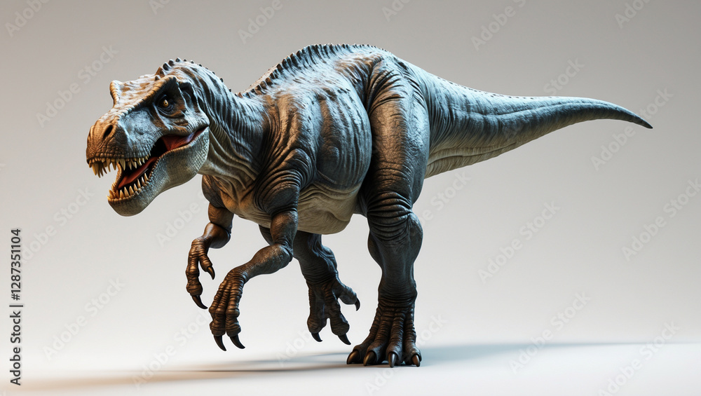 Fototapeta premium Roaring Fury: Hyperrealistic T-Rex with Sharp Teeth and Muscular Details