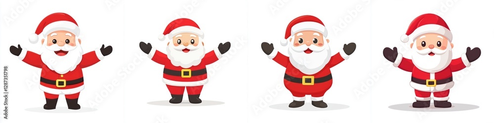 Jolly Santa Claus Cartoon Characters Spreading Holiday Cheer and Festive Fun in a Merry Group Jolly Santa Claus Cartoon Characters Spreading Holiday Cheer and Festive Fun in a Merry Group