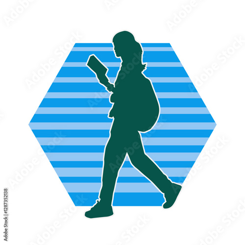 Silhouette of a female traveller with backpack