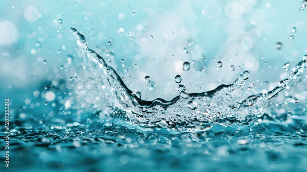 Close-up of Water Droplet Splashing on Calm Surface in Soft Light Close-up of Water Droplet Splashing on Calm Surface in Soft Light