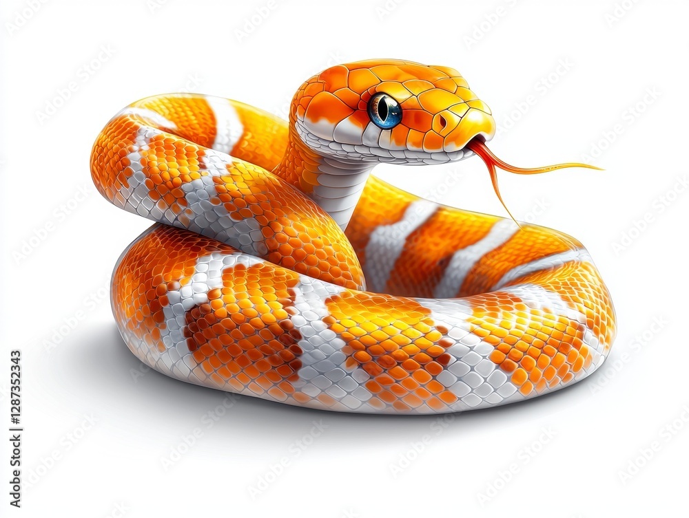 Fototapeta premium Captivating orange snake displaying vibrant colors in a studio environment realistic artwork perspective