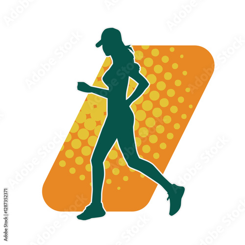Silhouette of a sporty woman in running pose. Silhouette of a female run pose.