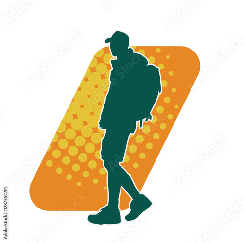 Silhouette of a male traveller with backpack