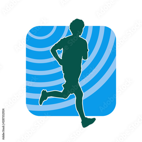 Silhouette of a sporty man in running pose. Silhouette of a male run pose.