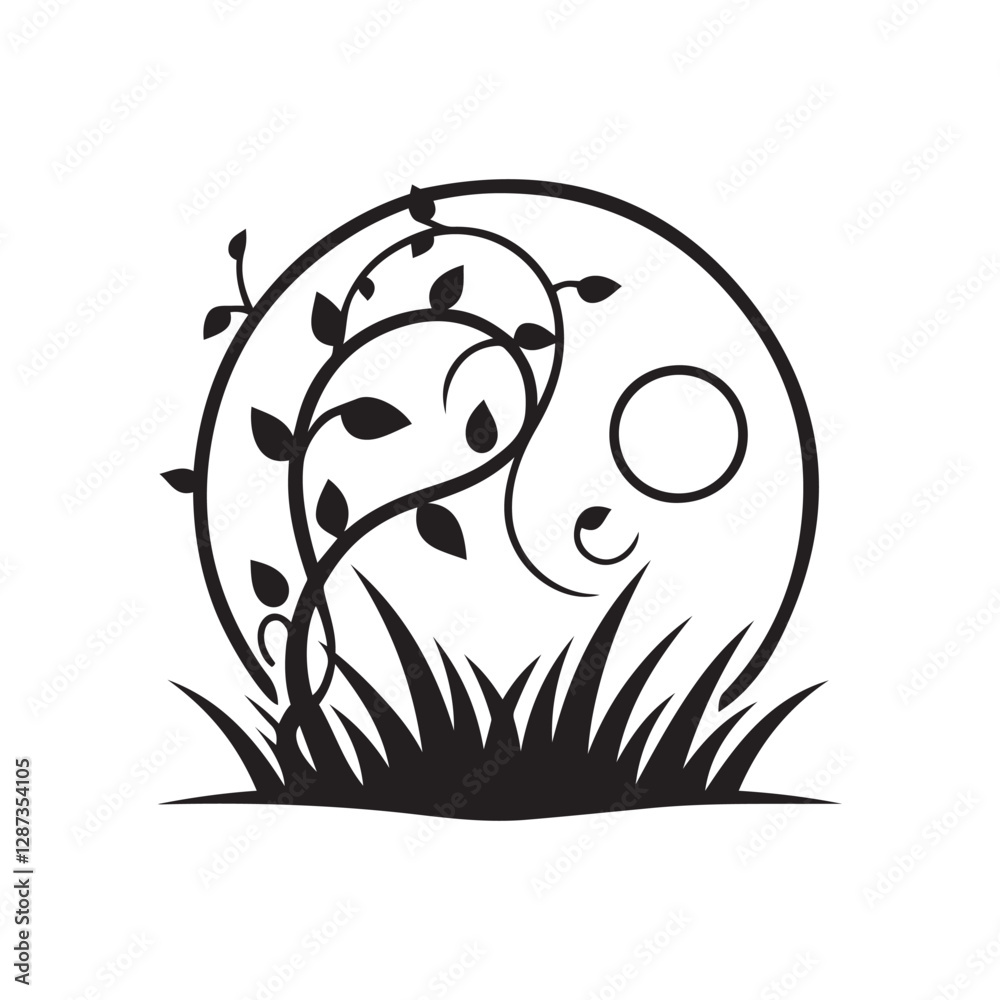Obraz premium Round Floral Vine Icon Silhouette Vector | Nature Art & Illustration