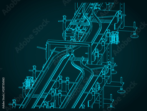 Conveyor production line close-up