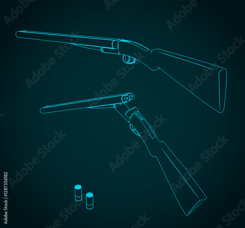 Double barrel shotgun drawings