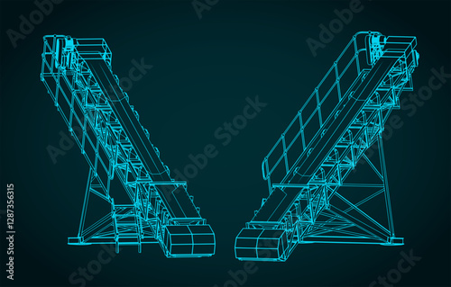 Mine conveyor isometric blueprints