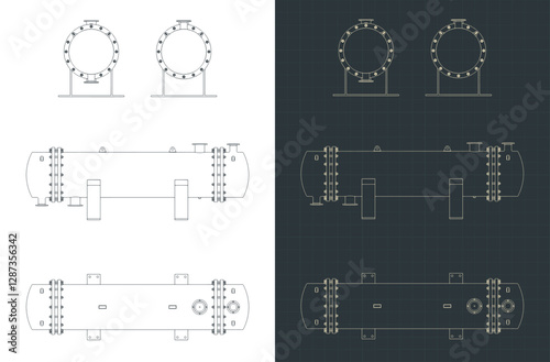 Shell and tube heat exchanger blueprints